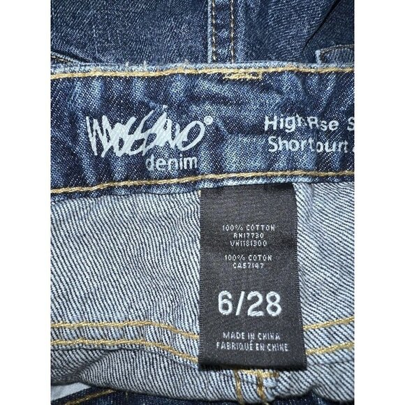 MOSSIMO High Rise Short Short Denim Jean Shorts Distressed Dark Wash Shorts - Picture 4 of 6